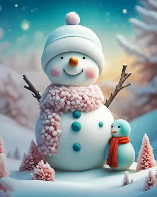 Cute Snowman and Penguin Diamond Paintings Cute Snowman and Penguin Diamond Painting
