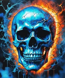 Electric Blue Skull Diamond Painting