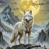 Full Moon White Wolf Diamond Painting