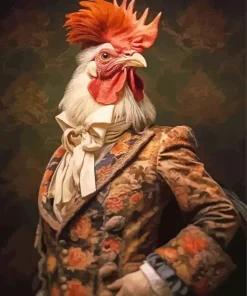 Gentleman Rooster Portrait Diamond Painting