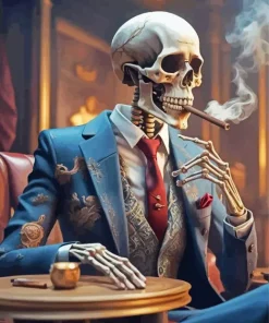 Gentleman Skeleton with Cigar Diamond Painting