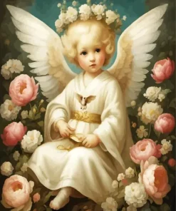 Little Angel with Roses Diamond Painting