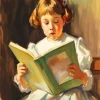 Little Girl Reading a Book Diamond Painting