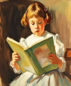 Little Girl Reading a Book Diamond Painting