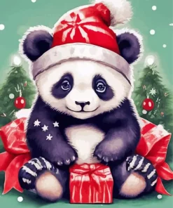 Merry Christmas Panda Diamond Painting