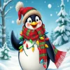 Merry Christmas Penguin Diamond Painting