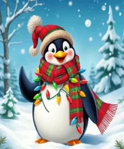 Merry Christmas Penguin Diamond Painting