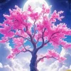 Moonlight Cherry Blossom Diamond Painting