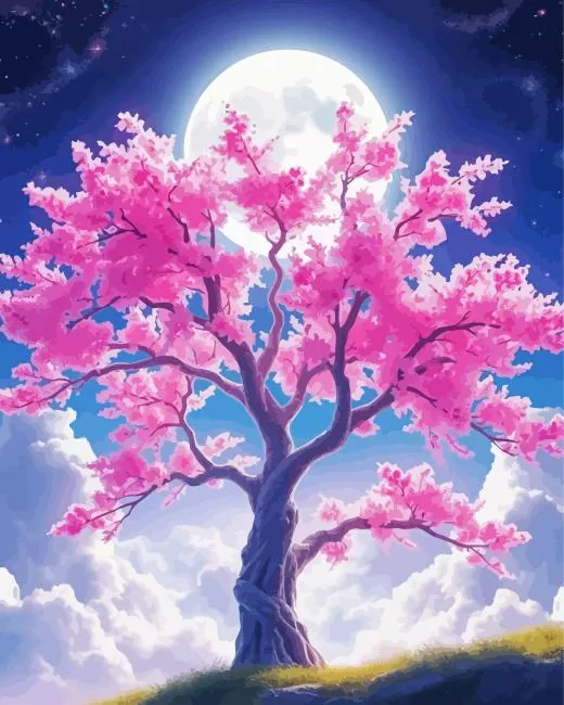 Moonlight Cherry Blossom Diamond Paintings Moonlight Cherry Blossom Diamond Painting