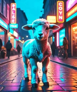 Neon City Lamb Diamond Painting