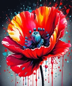 Poppy Flower Diamond Painting