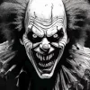 Sinister Black and White Clown Diamond Painting