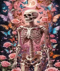 Skeleton with Butterflies Diamond Painting