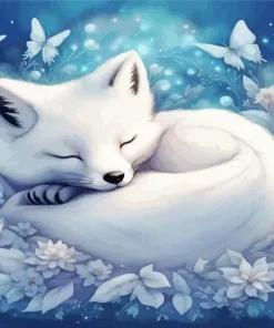 Sleeping White Fox Diamond Painting