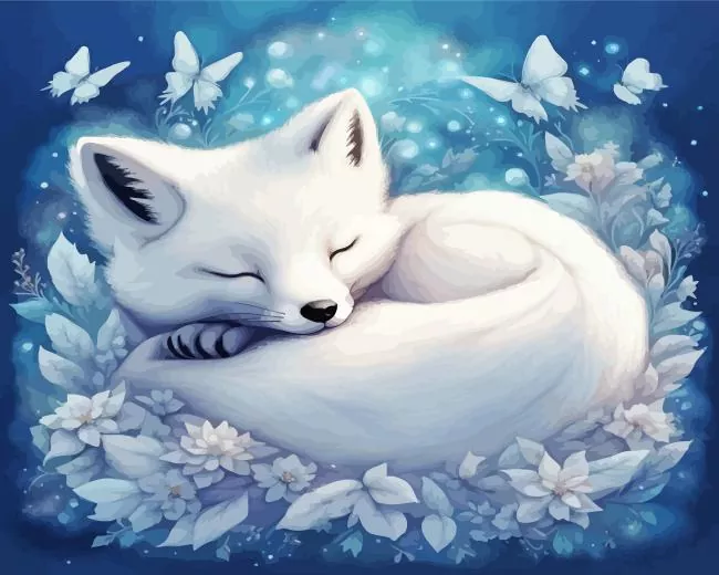 Sleeping White Fox Diamond Paintings Sleeping White Fox Diamond Painting