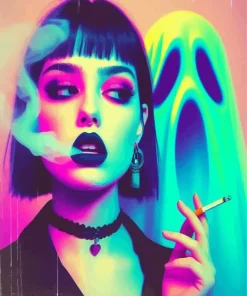 Smoking Gothic Girl Diamond Painting