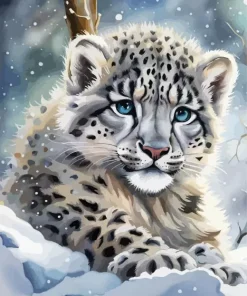 Snow Baby Leopard Diamond Painting