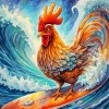 Surfing Rooster Diamond Painting