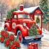 Vintage Christmas Red Truck Diamond Painting