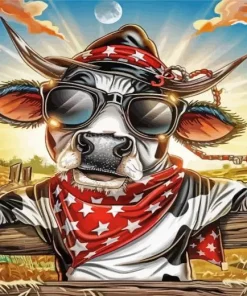 Western Cowboy Cow Diamond Painting