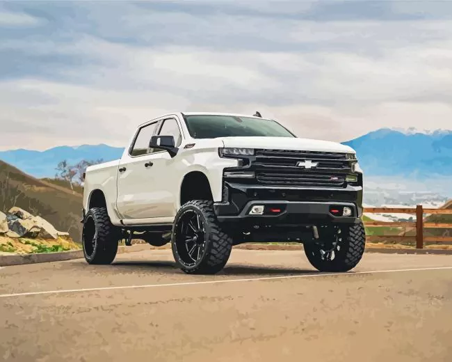 White Chevy Truck Diamond Paintings White Chevy Truck Diamond Painting