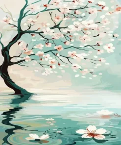 Cherry Blossom in Water Diamond Painting