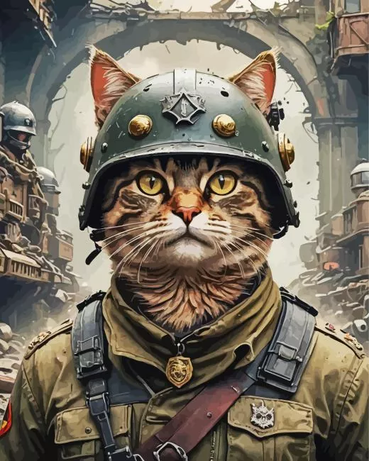 cute soldier cat Diamond Paintings Cute Soldier Cat Diamond Painting