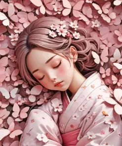 Sleeping Sakura Girl Diamond Painting