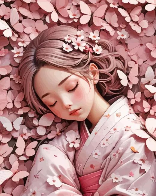 sleeping Sakura Girl Diamond Paintings Sleeping Sakura Girl Diamond Painting